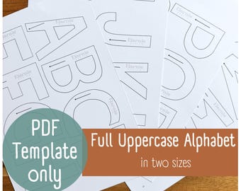 Alphabet Garland Template Only PDF | Uppercase Letter Templates for Fabric Bunting, Large & Standard Sizes