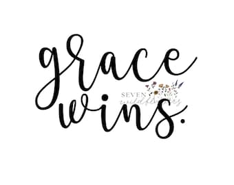 gracia gana svg, gracia sobre gracia, hierro en, gracia svg, archivo de corte, cricut, archivo de silueta, diy