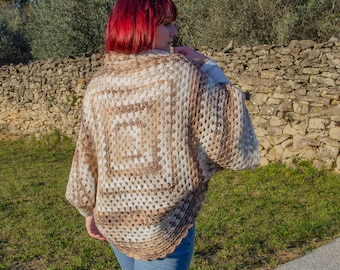 Oversized granny square cardigan - Ready to ship