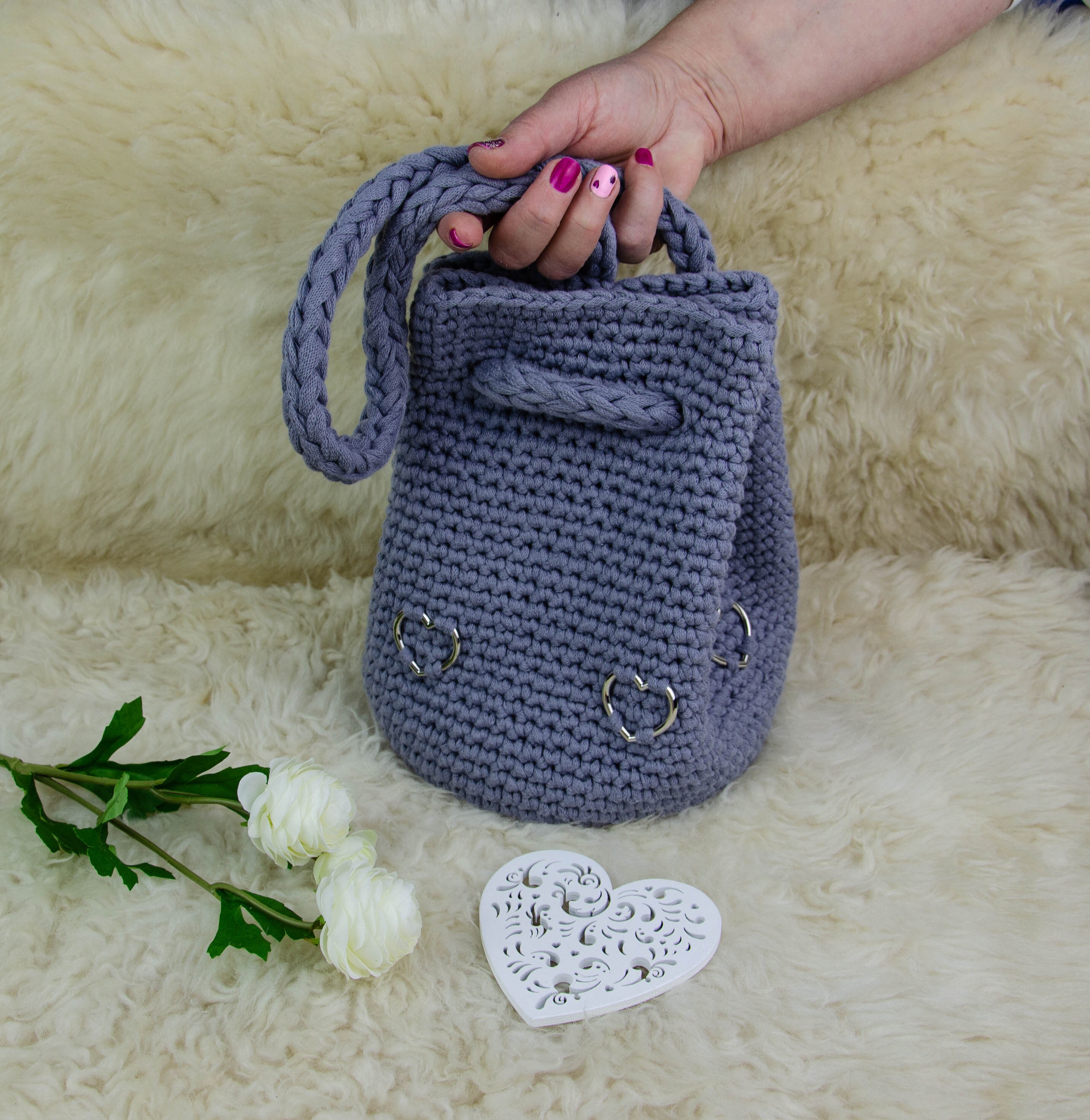 Heart-Crochet Tote Bag, Women's Fashion, Bags & Wallets, Beach