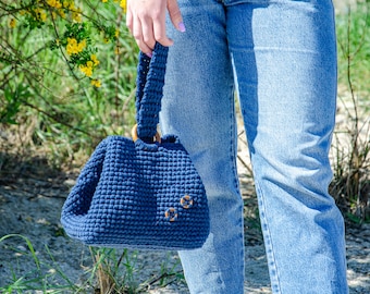 Sac à nœud japonais Sac à main au poignet au crochet Sac seau fait main inoubliable - Parfait pour le shopping, les rencontres et les cadeaux