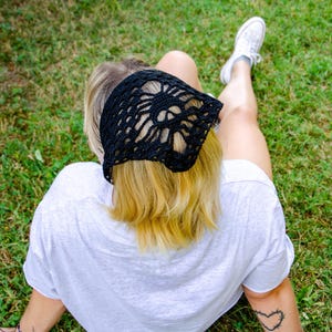 Skull crochet bandana Coachella festival fashion Triangle Head Hair Scarf Cute Crochet Headbands for Women Edgy vibe accessories