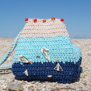 Mermaid Style Seashell Crochet Tote with Real Seashells and Small Transparent Beads image 8