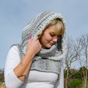 Matrixx Hood TikTok Kapuzen-Cowl Super warmer grobstrick Kapuzen-Cowl Handgemachter Winter häkeln Bild 5