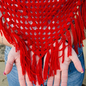 Crochet bandana cowl Boho fringe cowl Triangle shawl with turtleneck Ready to ship image 4