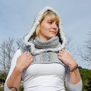 Matrixx Hood TikTok Kapuzen-Cowl Super warmer grobstrick Kapuzen-Cowl Handgemachter Winter häkeln Bild 2