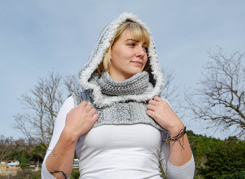 Matrixx Hood TikTok Kapuzen-Cowl Super warmer grobstrick Kapuzen-Cowl Handgemachter Winter häkeln Bild 2