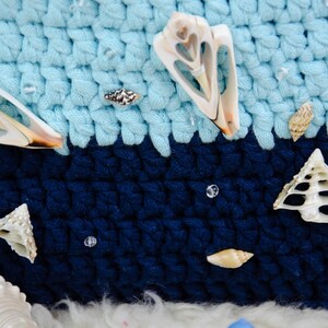 Mermaid Style Seashell Crochet Tote with Real Seashells and Small Transparent Beads image 10