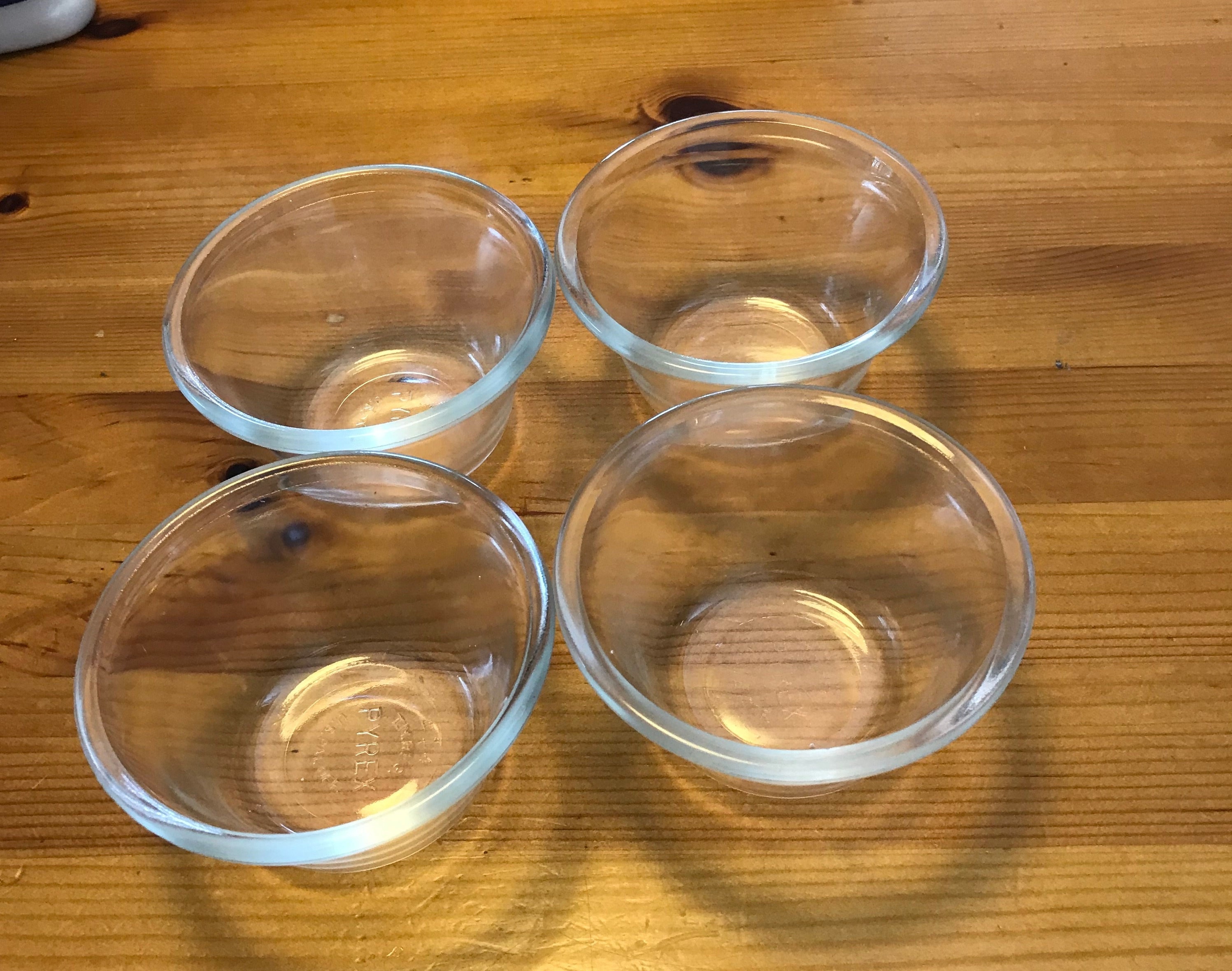 ❤️ NEW 4 PYREX 6-oz Glass CUSTARD CUPS Bake Prep Dessert Clear