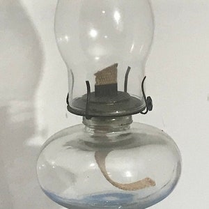 Authentic Vintage Hurricane Oil Lamp EAP Clear Glass Pedestal The screw top wick brass holder is stamped Eagle