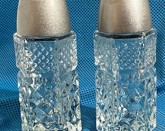 Anchor Hocking - Wexford Pattern Pressed Glass Salt & Pepper Shakers circa 1950's  or 60's