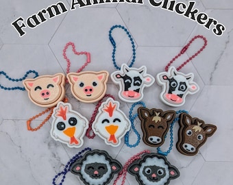 Farm Animal Fidget Clickers | Stress Relief Fidget | Office Desk Buddy | 3D Printed Keychain | Stimulating Student Gadget |Gift for Teachers