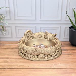 3D Printed Sleeping Fox Tray, Celestial Catchall Dish, Woodland Trinket Bowl, Crescent Moon Organizer, Boho Vanity Decor, Unique Animal Gift