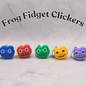 Frog Fidget Clickers | Stress Relief Fidget | Office Desk Buddy | 3D Printed Keychain | Stimulating Student Accessory |