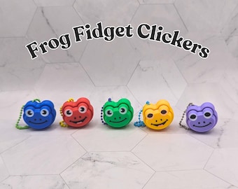Frog Fidget Clickers | Stress Relief Fidget | Office Desk Buddy | 3D Printed Keychain | Stimulating Student Accessory |