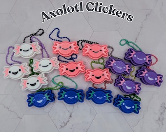 Axolotl Stim Clicker, Keychain Clicky, ASMR Fidget Toy, 3D Printed Clicker, ADHD Teaching Aid, Fidget Toy, Stress Relief, Keyboard Fidget