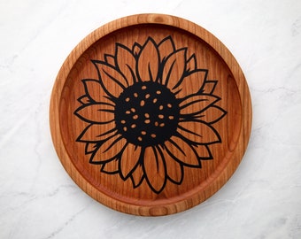 Sunflower Catchall Tray | Wooden Valet Tray | Candy Dish | 10" Catch All | Gift for Moms | Anniversary Gift