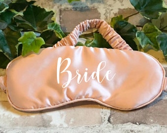 Bride Satin Sleep Mask, Personalised Sleep Mask