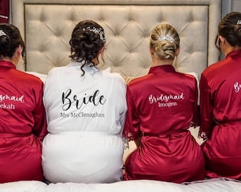 Personalized Satin Lace Robe: Wedding, Bride, Bridesmaid Dressing Gown
