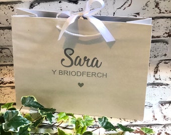 Welsh Personalised Gift Bags, Wedding Gift Bags Personalised In Welsh, Welsh Gift Bags.