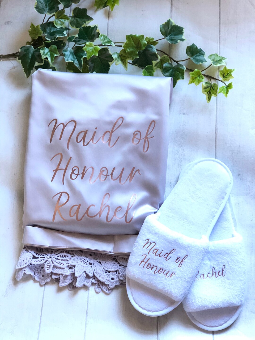 Bridesmaid Robe Bundle, Bridesmaid Robe and Slipper Set, Bride Robe