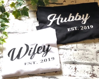 Hubby And Wifey T-shirts,  Matching Honeymoon TShirts For The Newly Established Married Couple