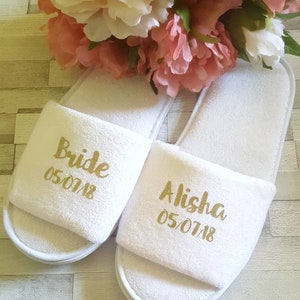 Bridesmaid Slippers, Hen Party Slippers, Personalised Spa Slippers, Bride Slippers