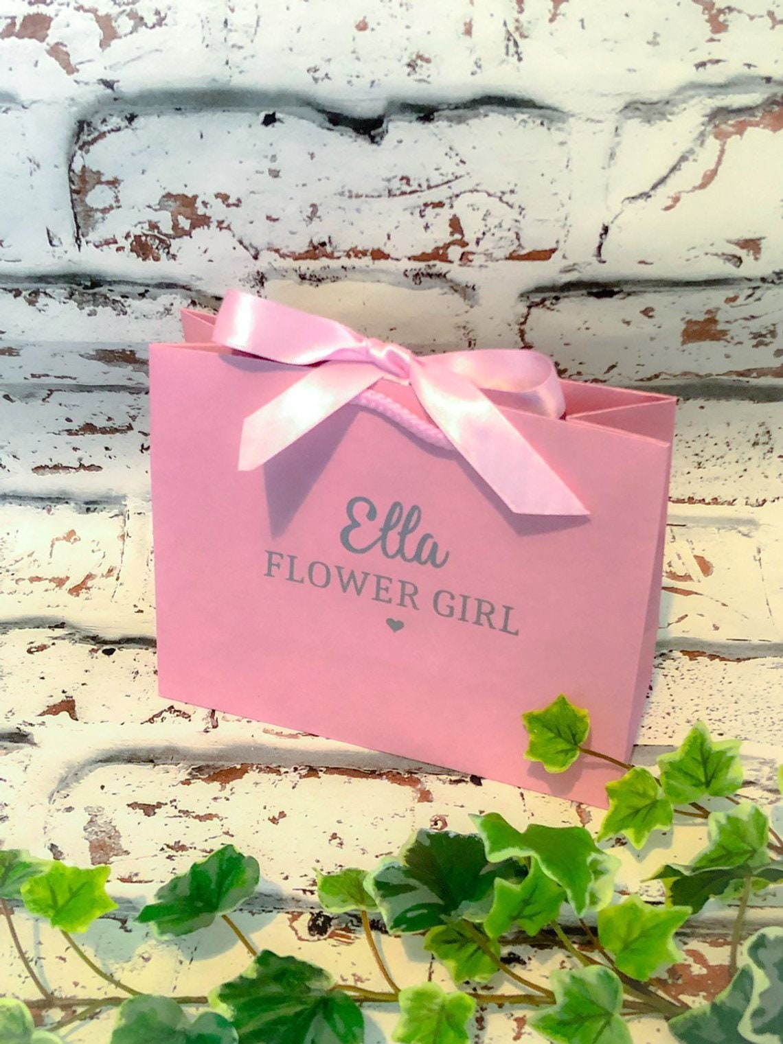 Personalised Pink Flower Girl Gift Bags, Wedding Party Flower Girl Gift Bags, Small Wedding Party Bags