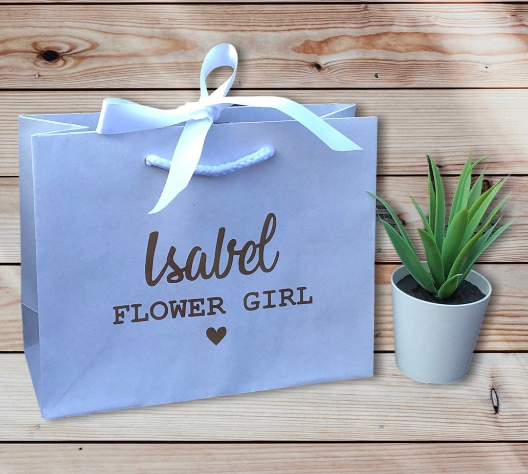 Personalised Pink Flower Girl Gift Bags Wedding Party Flower Etsy