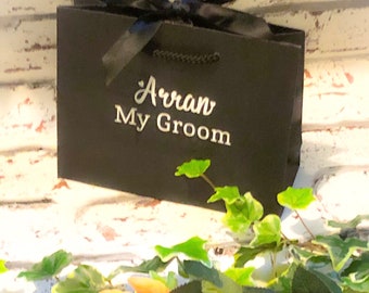 Groom Gift Bag, Medium Groom Gift Bag With Ribbon, Groomsman Bag, Best Man, My Groom Gift Bag, Wedding Gift Bags