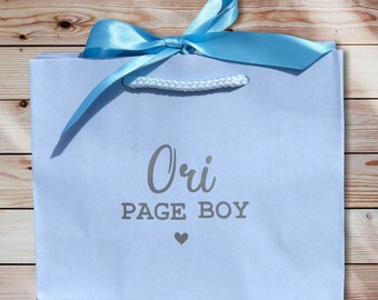 Blue Page Boy Gift Bags, Personalised Page Boy Gift Bags, Usher Gift Bags, Groomsman Gift Bags, Small Personalised Gift Bags
