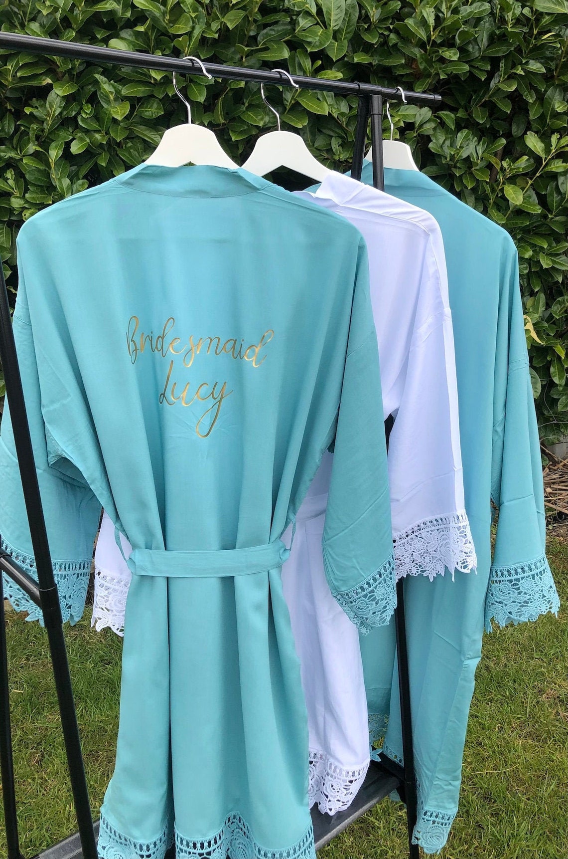 Bridesmaid Robe Lace Cotton Wedding Robes Bride Robe Dusky Etsy UK