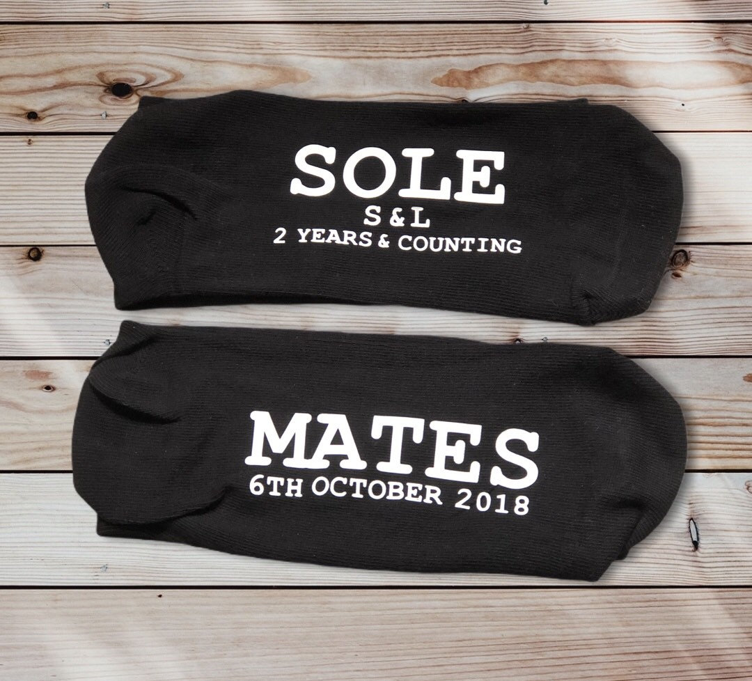 Image of Sole Mate Socks, 2nd Anniversary Gift, Cotton Personalised Socks