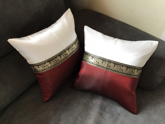 Thai Silk Pillow Cover Cushion Case 2 Pieces Size 16 X Etsy