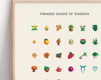 Stardew Valley Foraged Print | Minimal Gradient Art | Cozy Gamer | Video Game Inspired | Gaming Poster