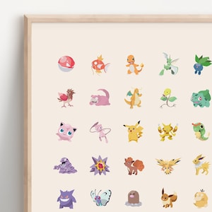 Stampa Pokémon Gradient *VERTICAL* / Arte Pokémon minimale / Giochi accoglienti / Poster del gioco Pokémon