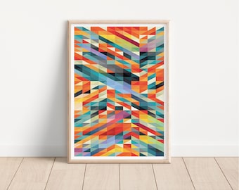 Geometric Abstract Art Print: Colorful Minimalist Wall Decor