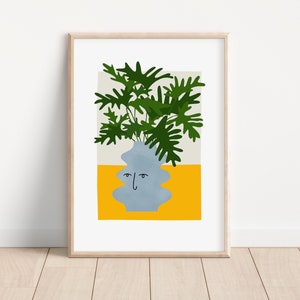 Pflanze Person Print | Philodendron Poster | Küche Wandkunst | Kinderzimmer | Topfpflanze Kunst