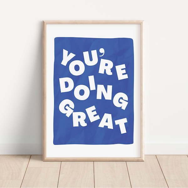 Doing Great Typographic Print | Motivational Wall Art | Minimalist | Inspirational Quote | Positive Typographic Poster