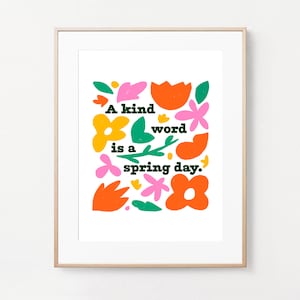 SPRING QUOTATION Typographic Print | Alexander Girard Style | Wall Decor | Minimalist Art | Floral Illustration | Spring
