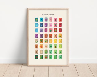 Stardew Valley Seeds Print | Seeds Packets | Minimal Gradient Art | Cozy Gamer | Video Game Inspired | Gaming Poster