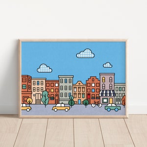 Brooklyn Brownstone Art Print | New York City Poster | NYC Wall Art | Cobble Hill Park Illustration