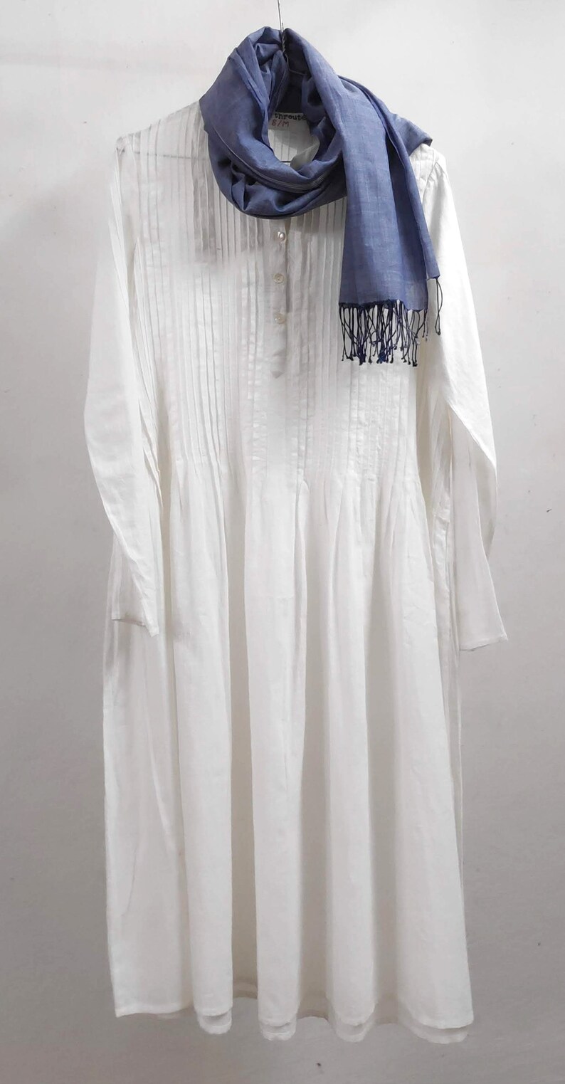 Artisanal handwoven cotton muslin dress with alternate pleats Etsy