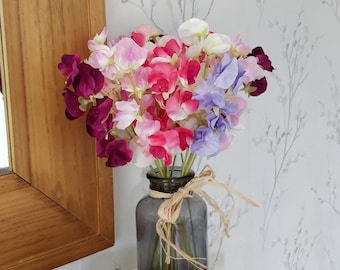 Faux Sweet Peas 12 Stems Assorted 42cm Luxury Faux Silk Flowers DIY Florals | Wedding/Home Decoration | Gifts, DIY Bouquets/Centerpieces