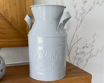 20cm Vintage Style Metal Milk Churn Wedding Table Decor Flower Vase Milk Churn Pale Grey Free Home Decor Country Living Free Postage.