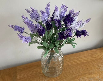 Faux Lavender Bunches 15 Stems Home Decor Crafts Wedding Grave Garden Luxury Everlasting Artificial flowers Free Postage