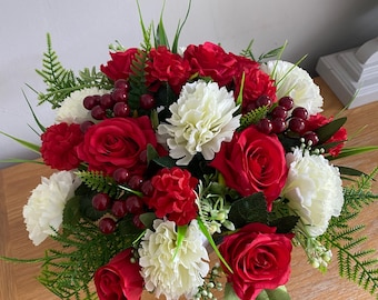 Luxury Grave pot flowers funeral tribute artificial grave flowers silk grave flowers grave pot crematorium flower arrangement handmade