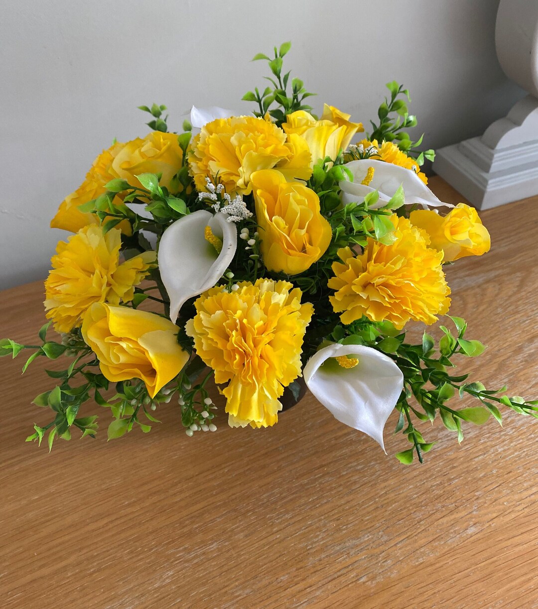 Carnation and Lily Graveside Flower Arrangement Handmade to Etsy