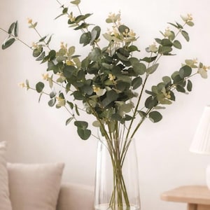 3 Stems Faux Eucalyptus 90cm Artificial Eucalyptus Stems Artificial Flower Foliage Eucalyptus Sprays Faux Flower Filler eucalyptus branches.
