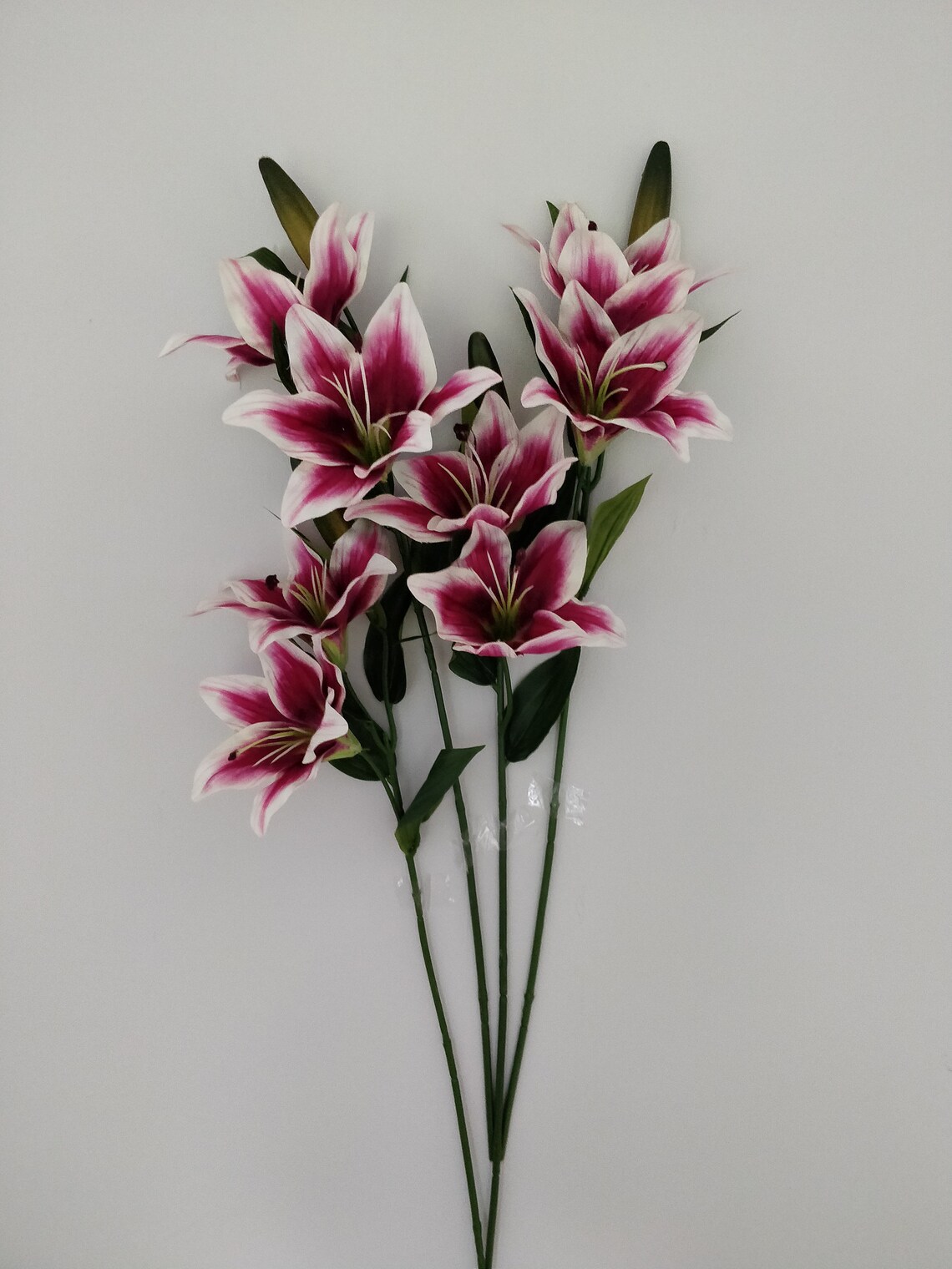 4 Artificial Stargazer Pink Lily Stems Artificial Flowers Etsy